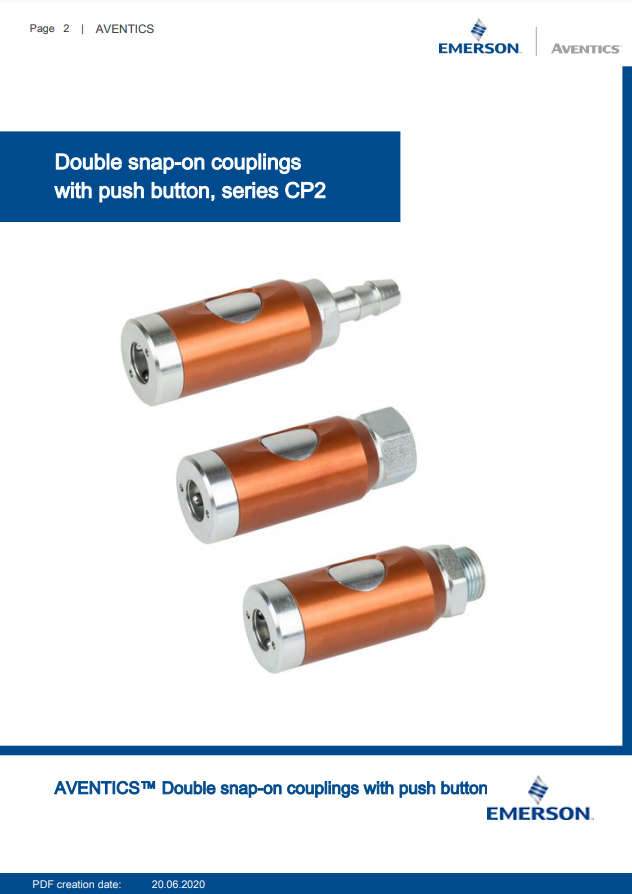AVENTICS CP2 CATALOG DOUBLE SNAP-ON COUPLINGS WITH PUSH BUTTON